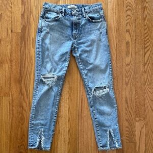Moussy Vintage sz 26 Distressed Blue Jeans zip fly great pre owned condition